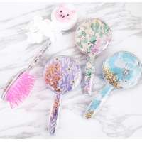 Wholesale Glitter Flower Hair Brush Star Sequin Shaker Detangling Scalp Massage Hair Brush